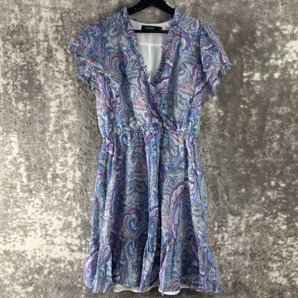 NEW Lauren Ralph Lauren Sz 12 Black Label Pasley Fit Knee Length Dress Colorful